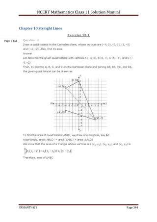 NCERT Mathematics Class 11 Solution Manual
SRIKANTH K S Page 344
Page | 344
Chapter 10 Straight Lines
 
