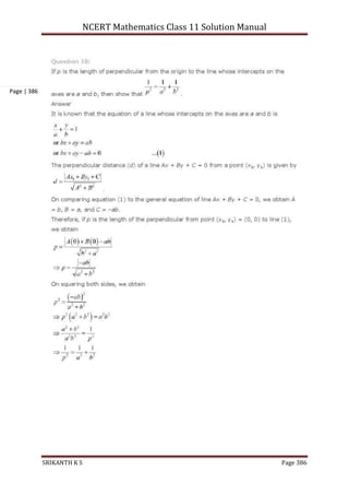 NCERT Mathematics Class 11 Solution Manual
SRIKANTH K S Page 386
Page | 386
 