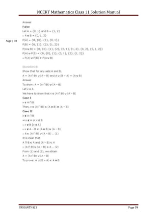 NCERT Mathematics Class 11 Solution Manual
SRIKANTH K S Page 39
Page | 39
 