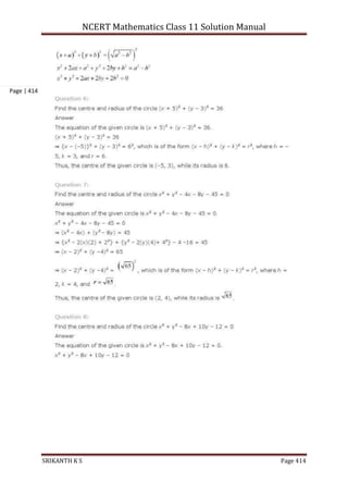 NCERT Mathematics Class 11 Solution Manual
SRIKANTH K S Page 414
Page | 414
 