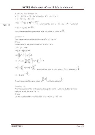 NCERT Mathematics Class 11 Solution Manual
SRIKANTH K S Page 415
Page | 415
 