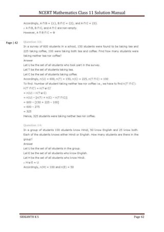 NCERT Mathematics Class 11 Solution Manual
SRIKANTH K S Page 42
Page | 42
 