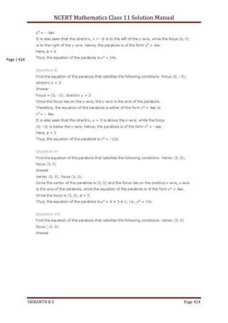 NCERT Mathematics Class 11 Solution Manual
SRIKANTH K S Page 424
Page | 424
 