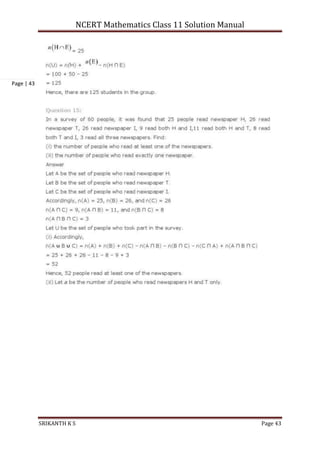 NCERT Mathematics Class 11 Solution Manual
SRIKANTH K S Page 43
Page | 43
 
