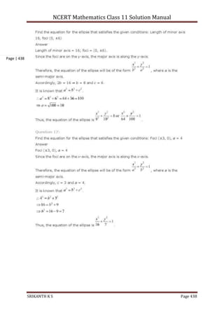 NCERT Mathematics Class 11 Solution Manual
SRIKANTH K S Page 438
Page | 438
 