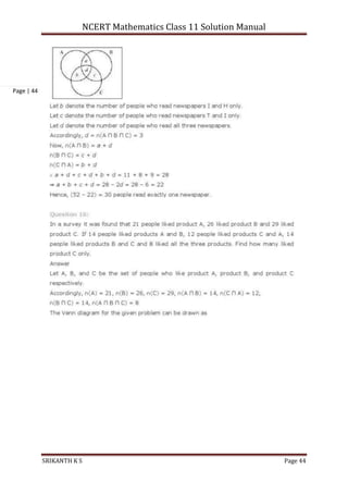 NCERT Mathematics Class 11 Solution Manual
SRIKANTH K S Page 44
Page | 44
 