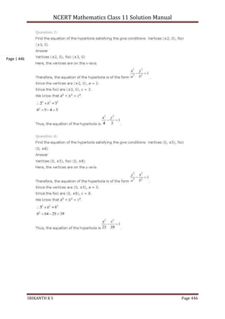 NCERT Mathematics Class 11 Solution Manual
SRIKANTH K S Page 446
Page | 446
 