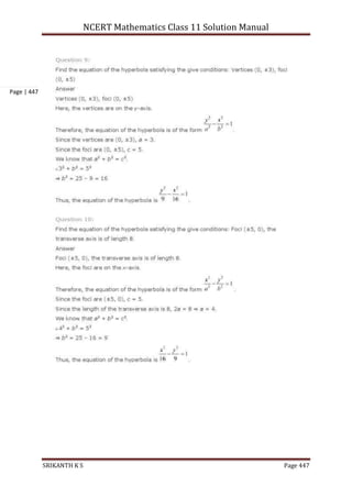 NCERT Mathematics Class 11 Solution Manual
SRIKANTH K S Page 447
Page | 447
 