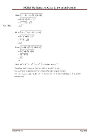 NCERT Mathematics Class 11 Solution Manual
SRIKANTH K S Page 466
Page | 466
 