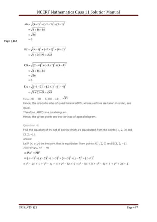 NCERT Mathematics Class 11 Solution Manual
SRIKANTH K S Page 467
Page | 467
 