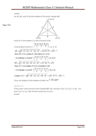 NCERT Mathematics Class 11 Solution Manual
SRIKANTH K S Page 474
Page | 474
 