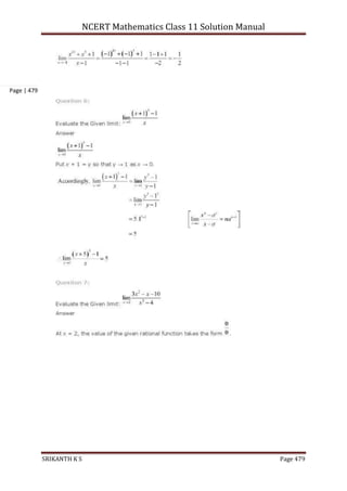 NCERT Mathematics Class 11 Solution Manual
SRIKANTH K S Page 479
Page | 479
 
