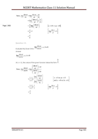 NCERT Mathematics Class 11 Solution Manual
SRIKANTH K S Page 483
Page | 483
 