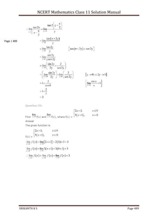 NCERT Mathematics Class 11 Solution Manual
SRIKANTH K S Page 489
Page | 489
 