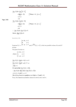 NCERT Mathematics Class 11 Solution Manual
SRIKANTH K S Page 493
Page | 493
 
