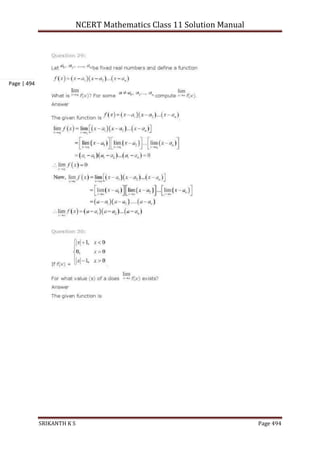 NCERT Mathematics Class 11 Solution Manual
SRIKANTH K S Page 494
Page | 494
 
