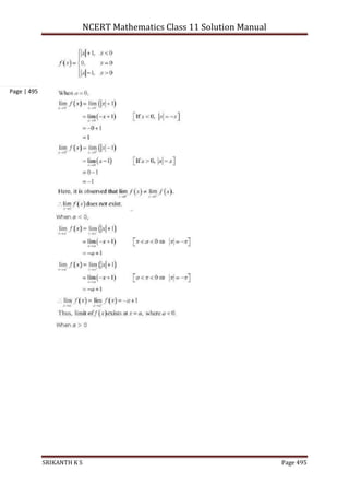 NCERT Mathematics Class 11 Solution Manual
SRIKANTH K S Page 495
Page | 495
 