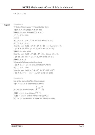NCERT Mathematics Class 11 Solution Manual
SRIKANTH K S Page 5
Page | 5
 
