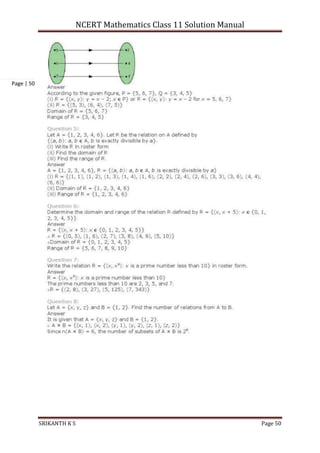 NCERT Mathematics Class 11 Solution Manual
SRIKANTH K S Page 50
Page | 50
 