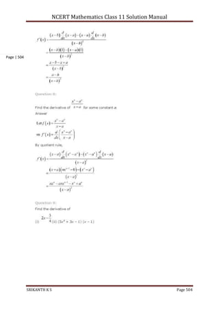 NCERT Mathematics Class 11 Solution Manual
SRIKANTH K S Page 504
Page | 504
 