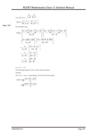 NCERT Mathematics Class 11 Solution Manual
SRIKANTH K S Page 507
Page | 507
 