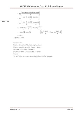 NCERT Mathematics Class 11 Solution Manual
SRIKANTH K S Page 508
Page | 508
 