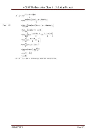NCERT Mathematics Class 11 Solution Manual
SRIKANTH K S Page 509
Page | 509
 