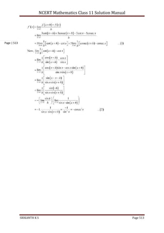 NCERT Mathematics Class 11 Solution Manual
SRIKANTH K S Page 513
Page | 513
 