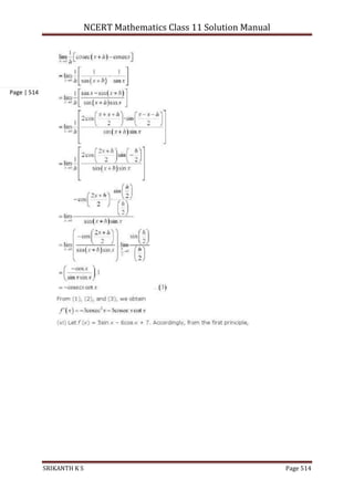NCERT Mathematics Class 11 Solution Manual
SRIKANTH K S Page 514
Page | 514
 