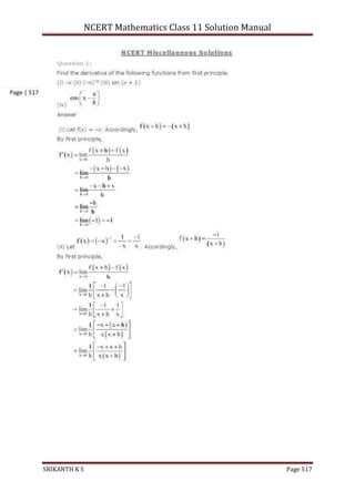 NCERT Mathematics Class 11 Solution Manual
SRIKANTH K S Page 517
Page | 517
 