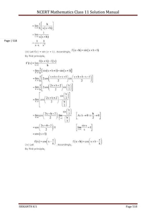 NCERT Mathematics Class 11 Solution Manual
SRIKANTH K S Page 518
Page | 518
 