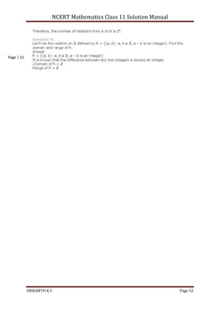 NCERT Mathematics Class 11 Solution Manual
SRIKANTH K S Page 52
Page | 52
 