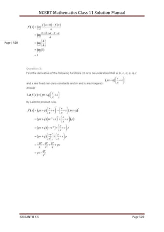 NCERT Mathematics Class 11 Solution Manual
SRIKANTH K S Page 520
Page | 520
 