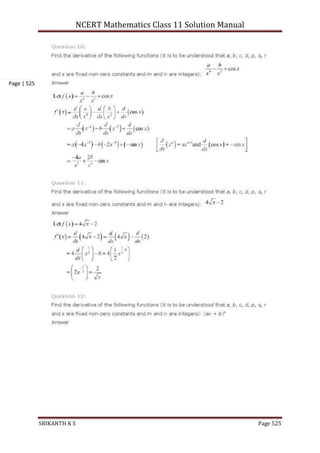 NCERT Mathematics Class 11 Solution Manual
SRIKANTH K S Page 525
Page | 525
 