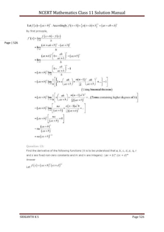 NCERT Mathematics Class 11 Solution Manual
SRIKANTH K S Page 526
Page | 526
 