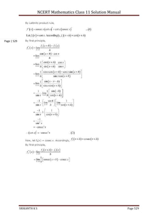 NCERT Mathematics Class 11 Solution Manual
SRIKANTH K S Page 529
Page | 529
 