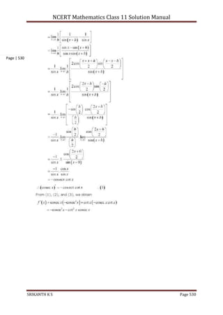 NCERT Mathematics Class 11 Solution Manual
SRIKANTH K S Page 530
Page | 530
 