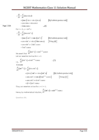 NCERT Mathematics Class 11 Solution Manual
SRIKANTH K S Page 534
Page | 534
 