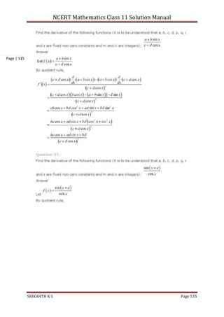 NCERT Mathematics Class 11 Solution Manual
SRIKANTH K S Page 535
Page | 535
 
