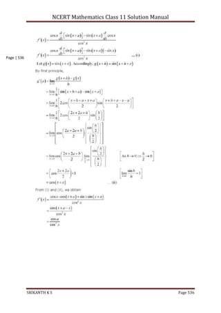 NCERT Mathematics Class 11 Solution Manual
SRIKANTH K S Page 536
Page | 536
 
