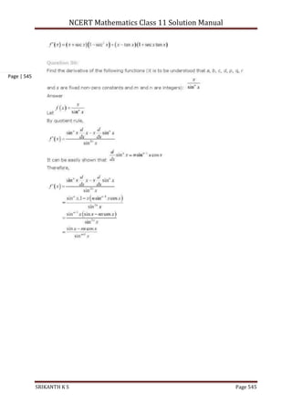 NCERT Mathematics Class 11 Solution Manual
SRIKANTH K S Page 545
Page | 545
 