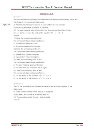 NCERT Mathematics Class 11 Solution Manual
SRIKANTH K S Page 550
Page | 550
 