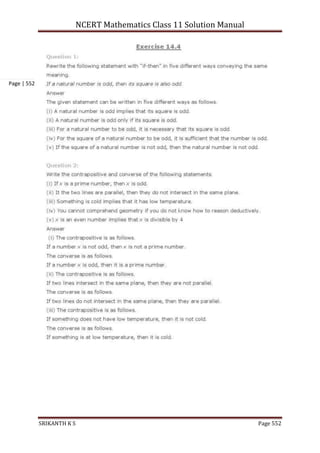 NCERT Mathematics Class 11 Solution Manual
SRIKANTH K S Page 552
Page | 552
 
