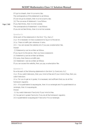 NCERT Mathematics Class 11 Solution Manual
SRIKANTH K S Page 560
Page | 560
 