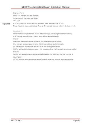 NCERT Mathematics Class 11 Solution Manual
SRIKANTH K S Page 562
Page | 562
 