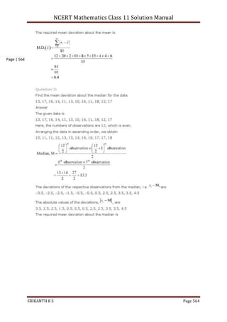 NCERT Mathematics Class 11 Solution Manual
SRIKANTH K S Page 564
Page | 564
 