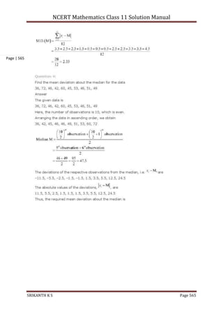 NCERT Mathematics Class 11 Solution Manual
SRIKANTH K S Page 565
Page | 565
 