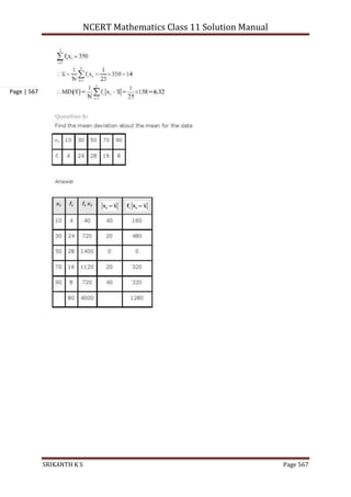 NCERT Mathematics Class 11 Solution Manual
SRIKANTH K S Page 567
Page | 567
 