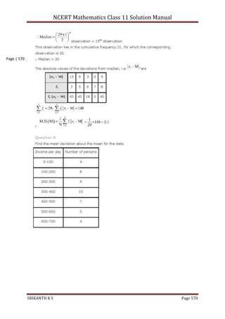 NCERT Mathematics Class 11 Solution Manual
SRIKANTH K S Page 570
Page | 570
 