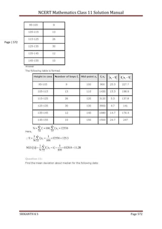NCERT Mathematics Class 11 Solution Manual
SRIKANTH K S Page 572
Page | 572
 